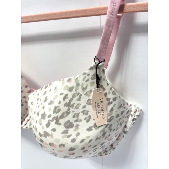 Victoria's Secret Push-Up Bra 38DD Gray Pink Cheetah Print Sexy Padded Lingerie - Picture 6 of 7